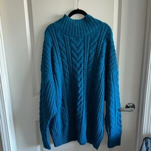 Ava & Viv Blue Cable Knit Turtleneck Sweater